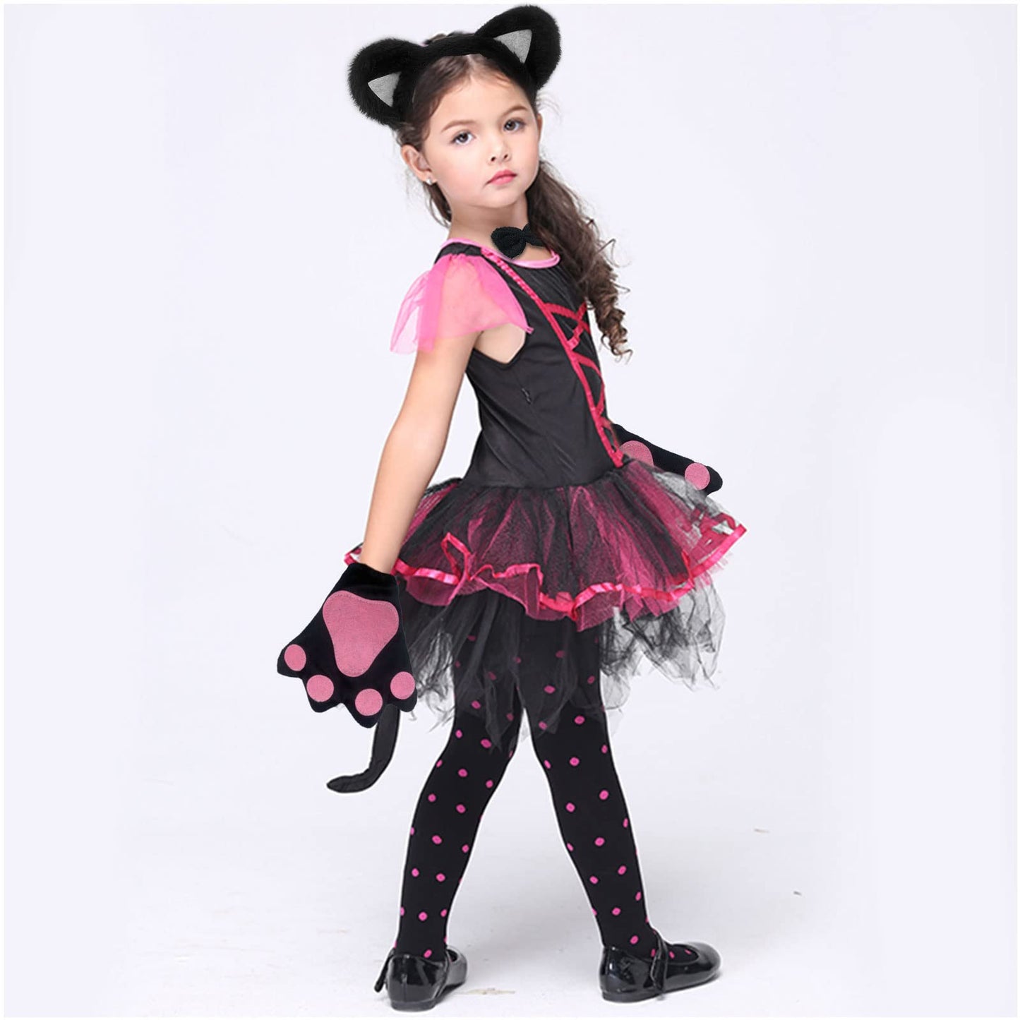Cat Costume Set Included Cat Ears Headband Bowtie Tail Cat Paw (image 5)