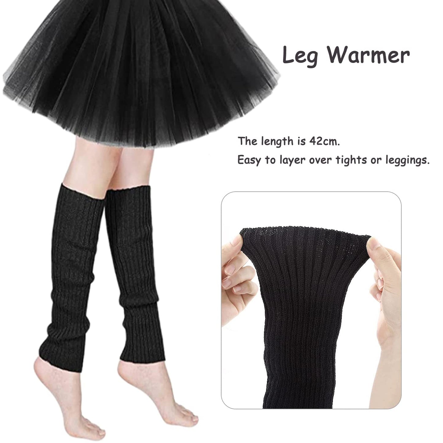 Ronilp 80s Fancy Dress for women,1980s Fancy Party Black Costume Accessories Set, Tutu Skirt Leg Warmers Necklace Bracelets Fishnet Gloves 80s Lace Bow Headband Tape Earrings Sunglasses