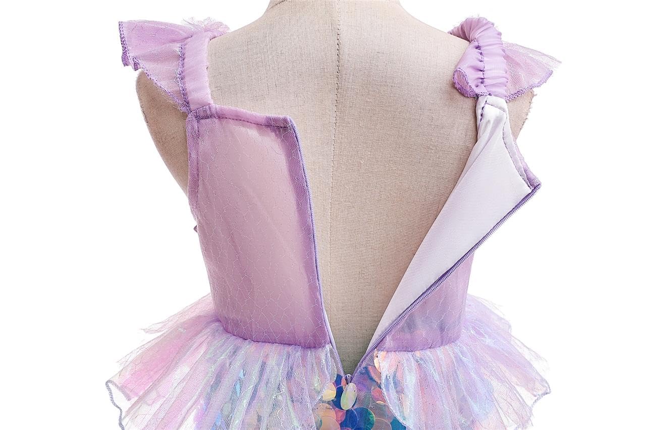 Lito Angels Girls Mermaid Princess Costume, Purple, Age 4-5 Years