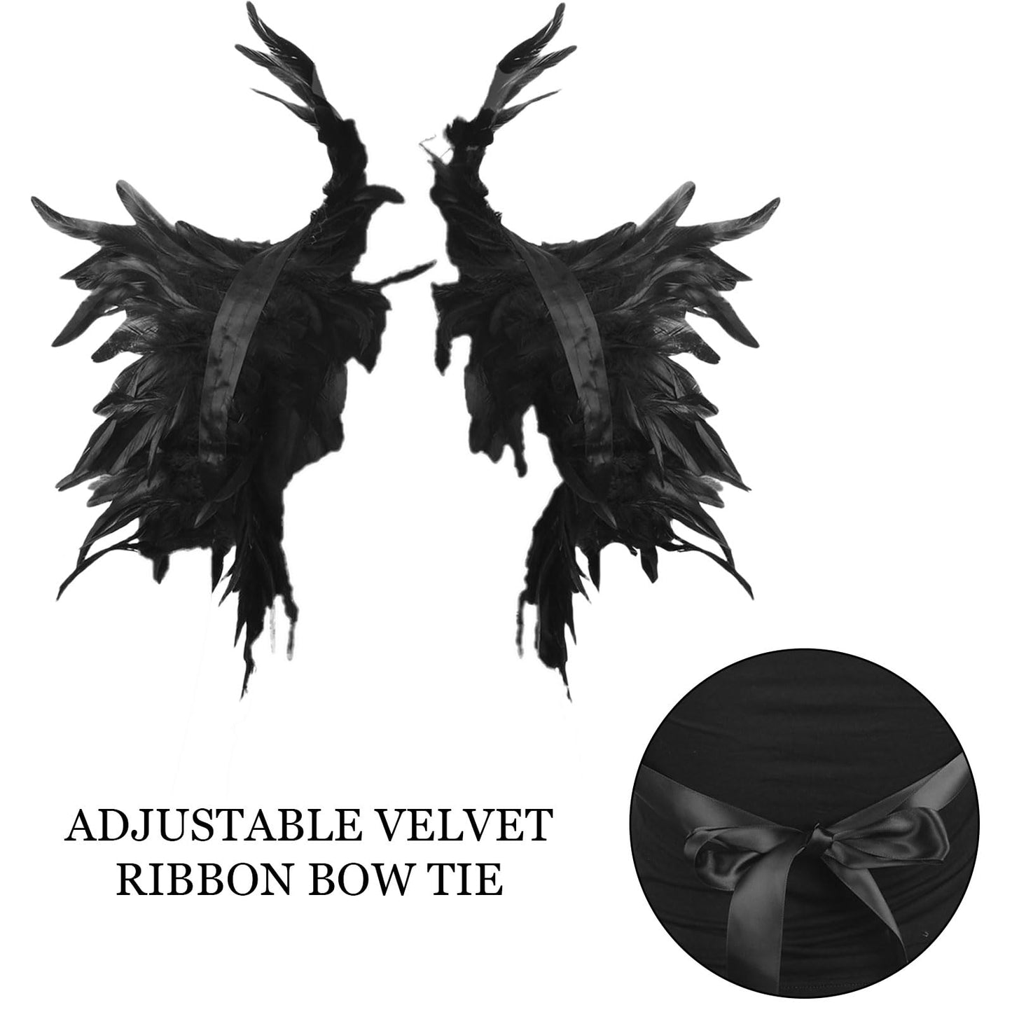 Women Natural Feather Cape with Wrist Cuffs Wristband Maleficent