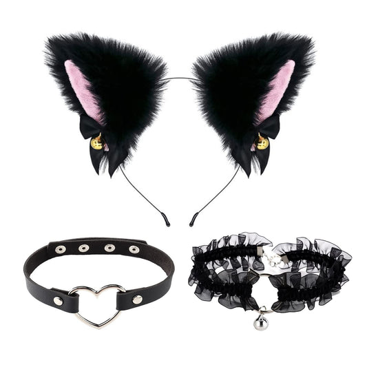Animal Costume Cat Cosplay Costume Set Cat Ears Headband with Bells