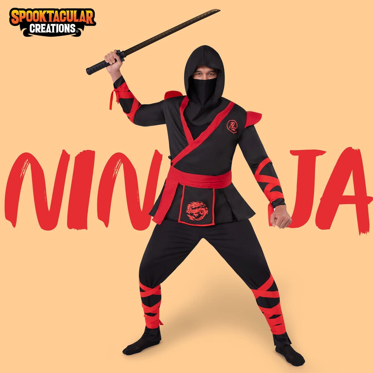 Men Ninja Deluxe Costume for Adult Halloween Dress Up Party - Trick (image 2)