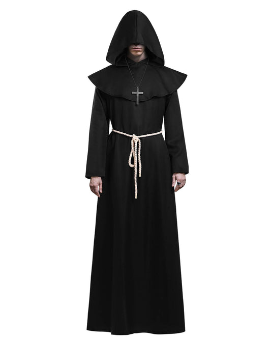Halloween monk costume medieval friar hooded monk black