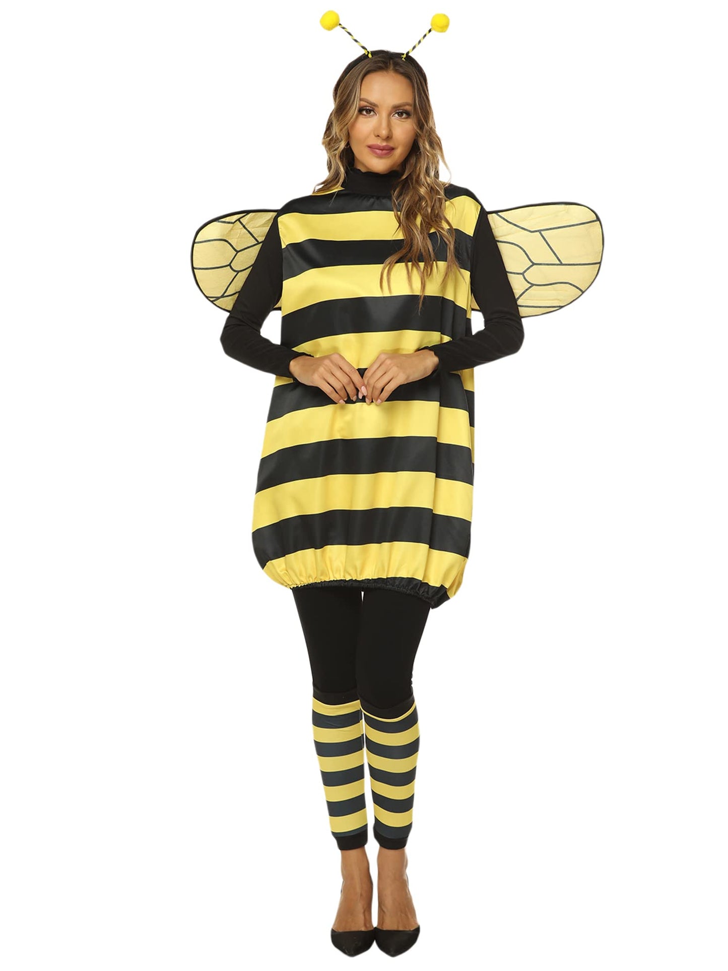 Women Kid Halloween Costume Cosplay Set Bee Dress with Wings