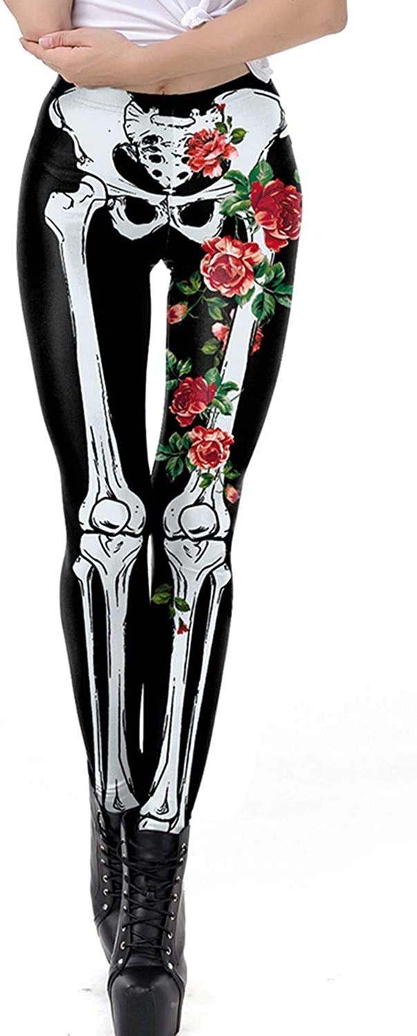 Women's Halloween Costume Leggings Skeleton Tight Stretch Funny