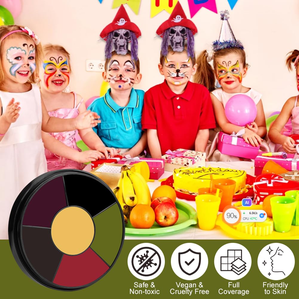 AOOWU Face Body Paint, 6 Color Bruise Wheel Special Effects SFX Zombie Makeup Kit, Professional Non Toxic Face Body Paint, Face Paint for Halloween Clown Vampire Parties Football Fans Cosplay Makeup