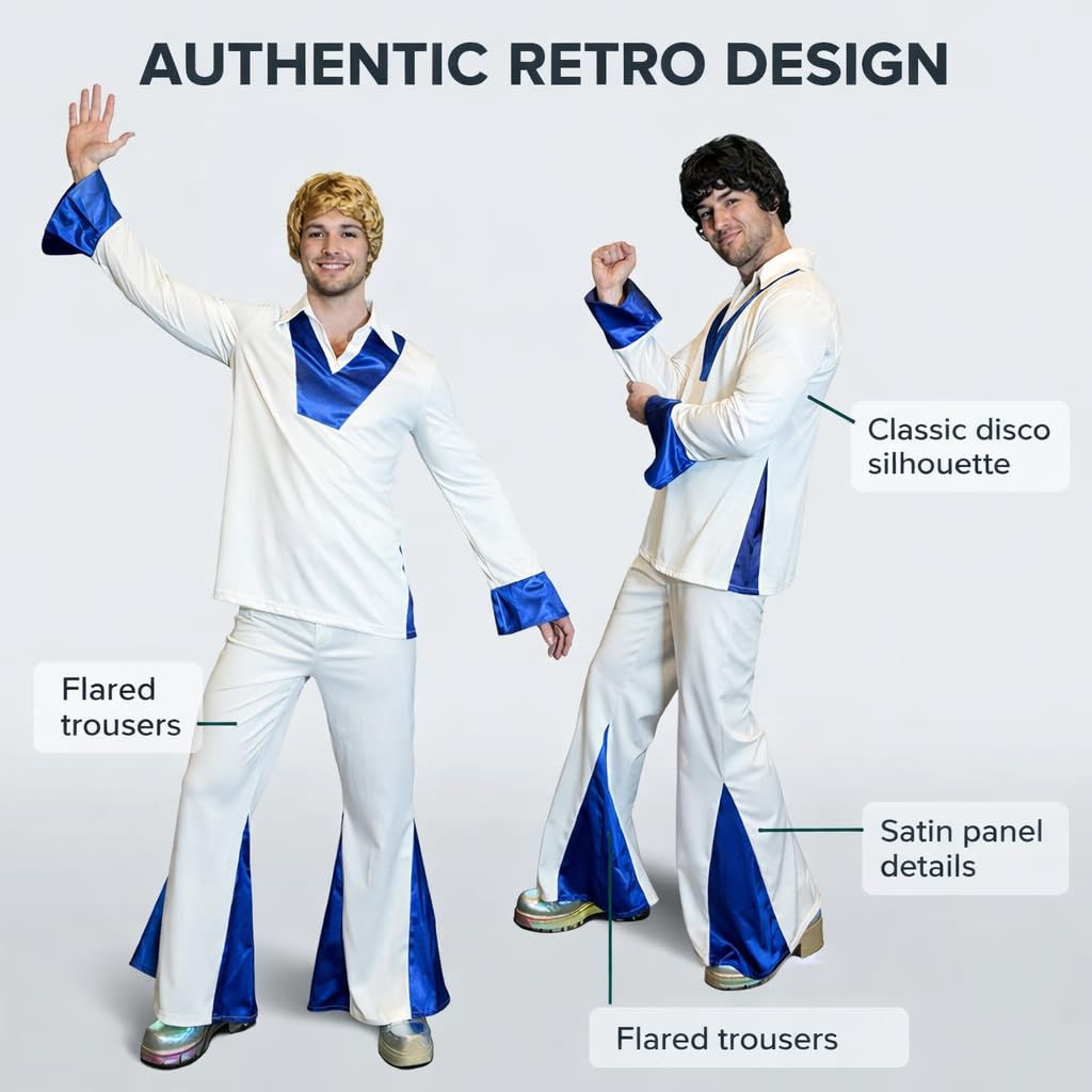 Men's 70s Disco Costume - Retro Fancy Dress Outfit Includes Dress (image 4)