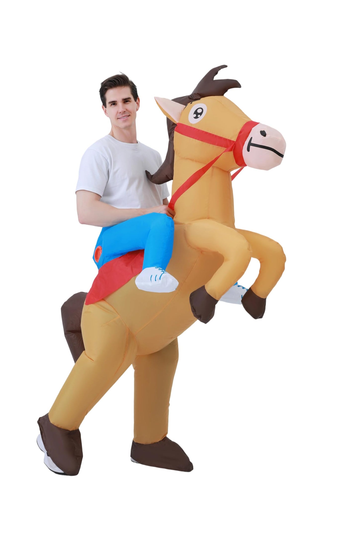 BESTSIGHT Inflatable Horse Costume Adult Inflatable cowboy Costumes Adult Size Ride On Blow up Costumes for Adults Women Men Inflatables Fancy Funny Suit for Halloween Christmas Carnival Party