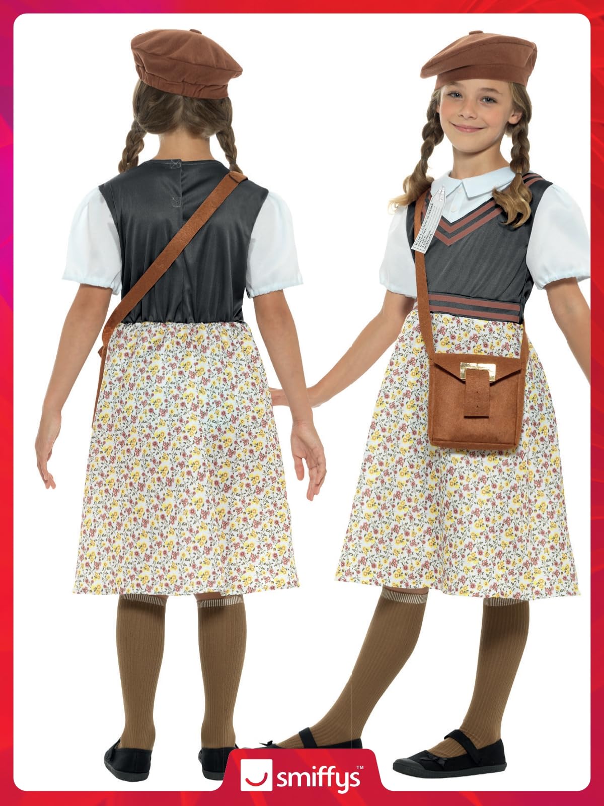 Smiffys Evacuee School Girl - Childrens Fancy Dress Costume, 12+ Years