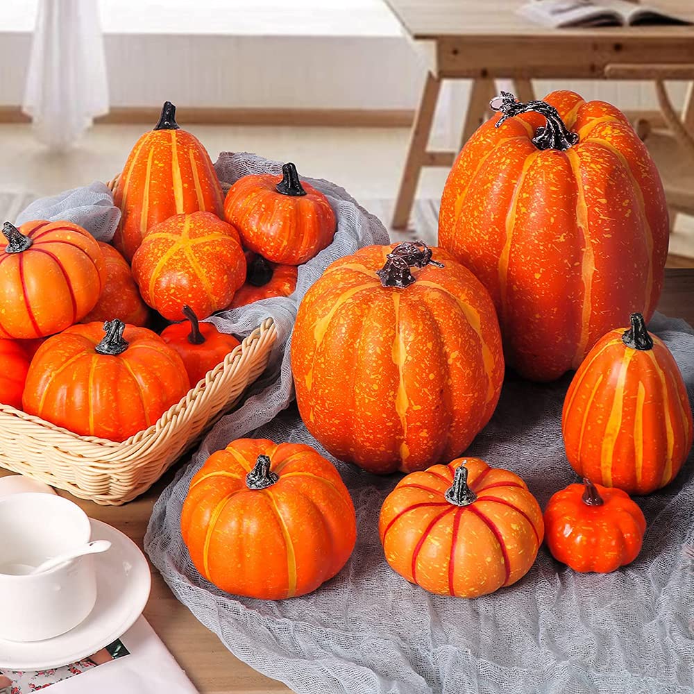 OTMVicor 7Pcs Artificial Pumpkin,Fake Pumpkin,Autumn Decoration for Thanksgiving Halloween Christmas