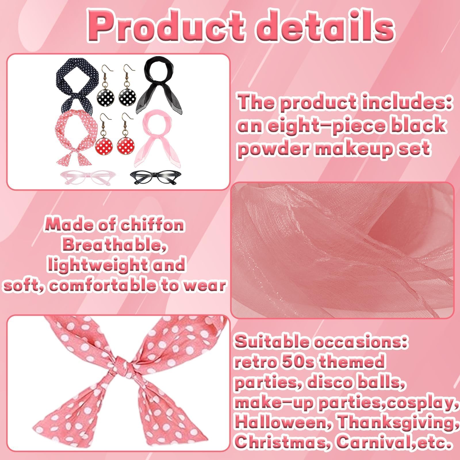 Pink Ladies Fancy Dress Accessories - 50s Ladies' Retro Costume (image 3)