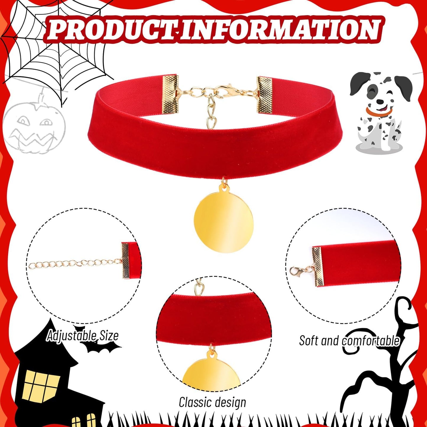 Halloween Dalmatian Costume Set Include Dog Ear Headband Velvet