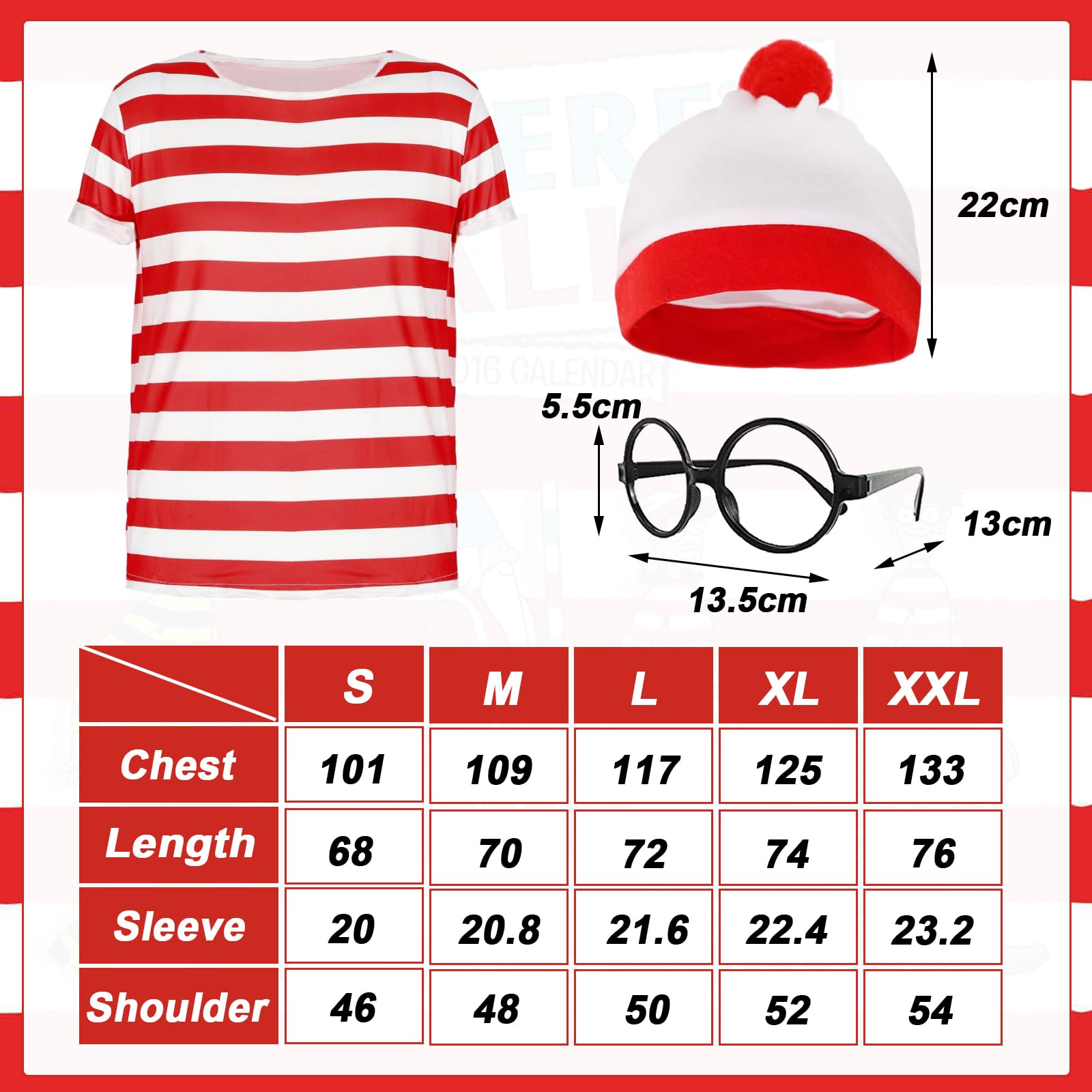 Wally Costume Cosplay Accessories Set with Red and White Striped (image 2)