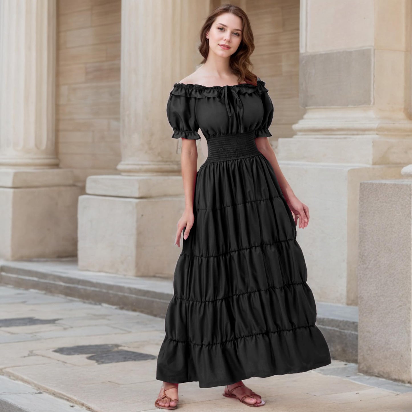 Women Renaissance Dress Pirate Peasant Wench Irish Costume Medieval Halloween Outfit