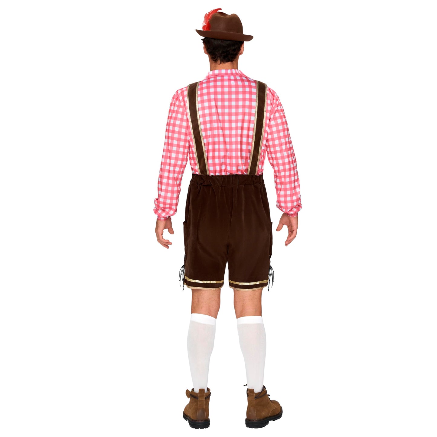 Spooktacular Creations Men’s Red Plaid German Bavarian Oktoberfest Costume Set for Halloween Dress Up Party and Beer Festival L