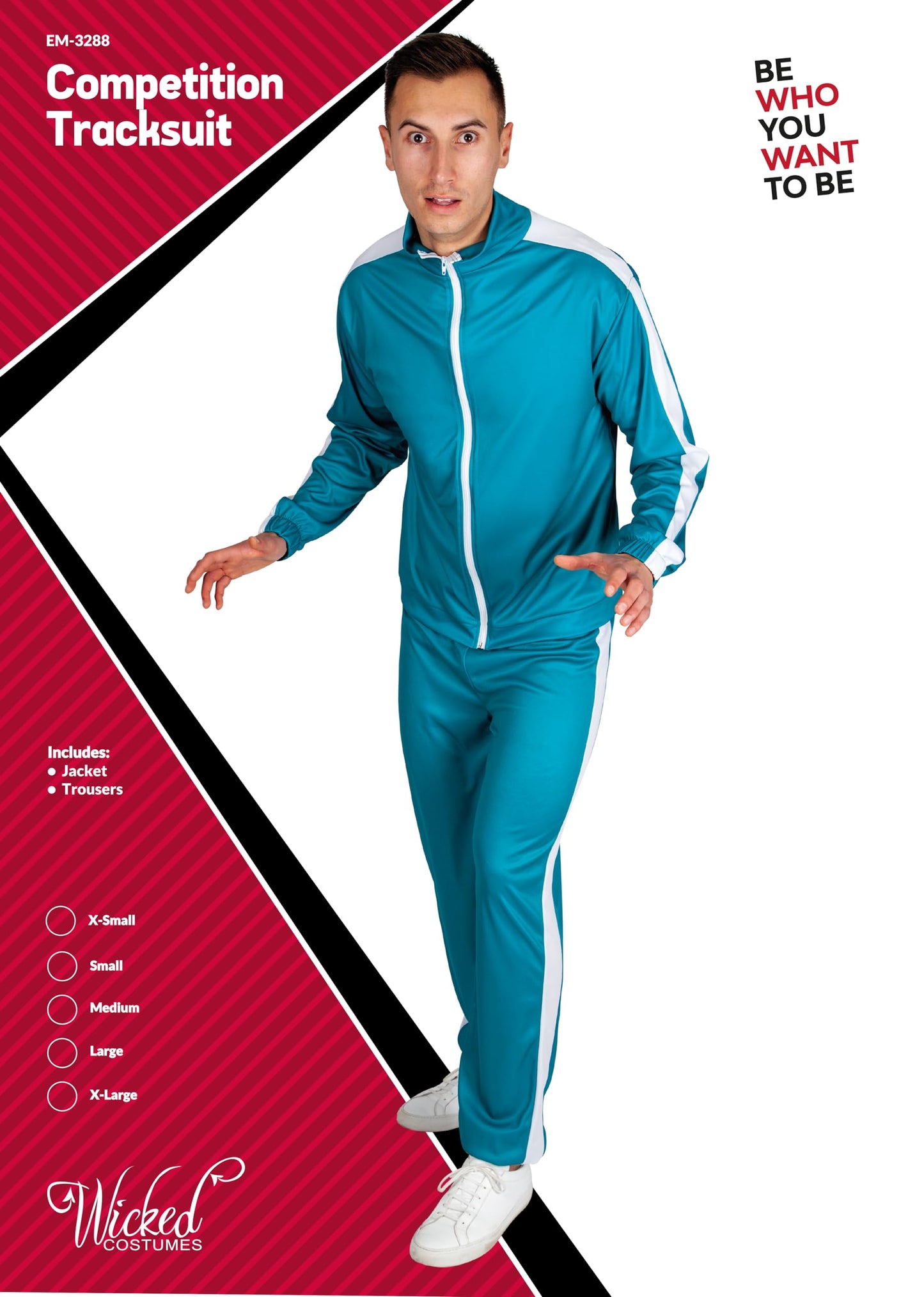 Wicked Costumes Adult Unisex Teal Tracksuit Fancy Dress Costume – Screen-Inspired Survival Game Outfit for Parties & Events - Small