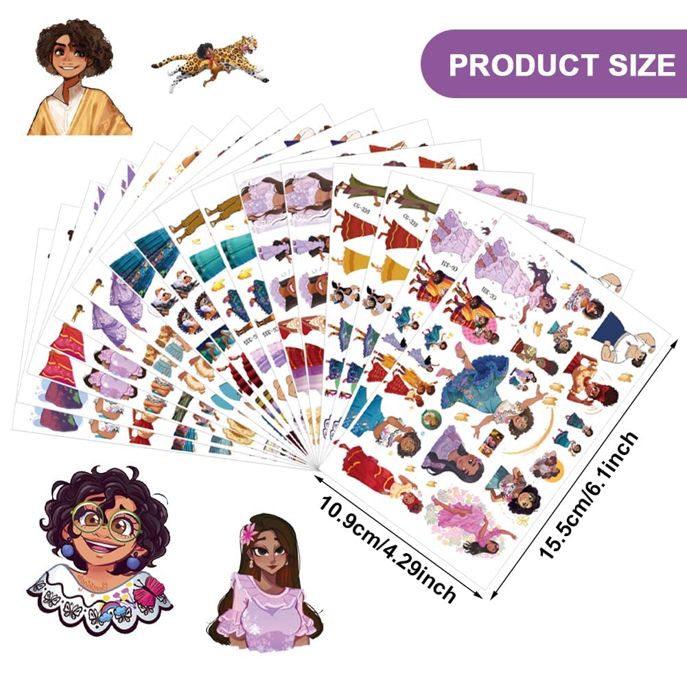 4 Sheets Encanto Temporary Tattoos for Fans Encanto Party Supplies Party Favors Encànto Birthday Decorations for Encànto Themed Party Fake Tattoos Stickers Encànto Birthday Gifts Decor