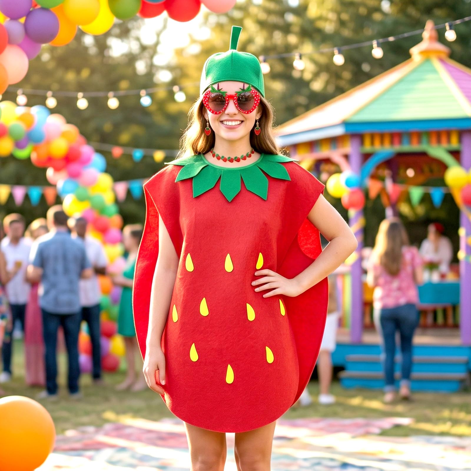 Strawberry Costume for Adults - Funny Fruit Fancy Dress Outfit (image 5)
