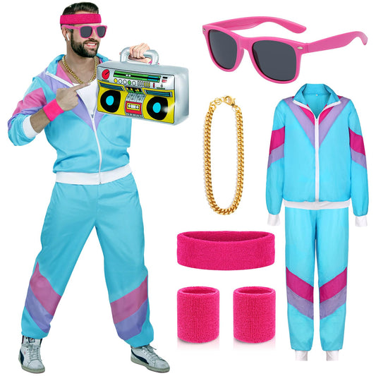 1980s Fancy Dress Men Women Shell Suit 80s 90s Fancy Dress Costumes