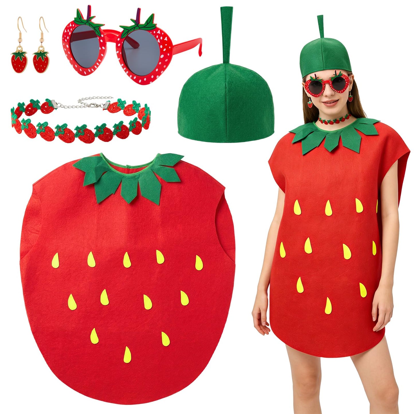 Strawberry Costume for Adults - Funny Fruit Fancy Dress Outfit