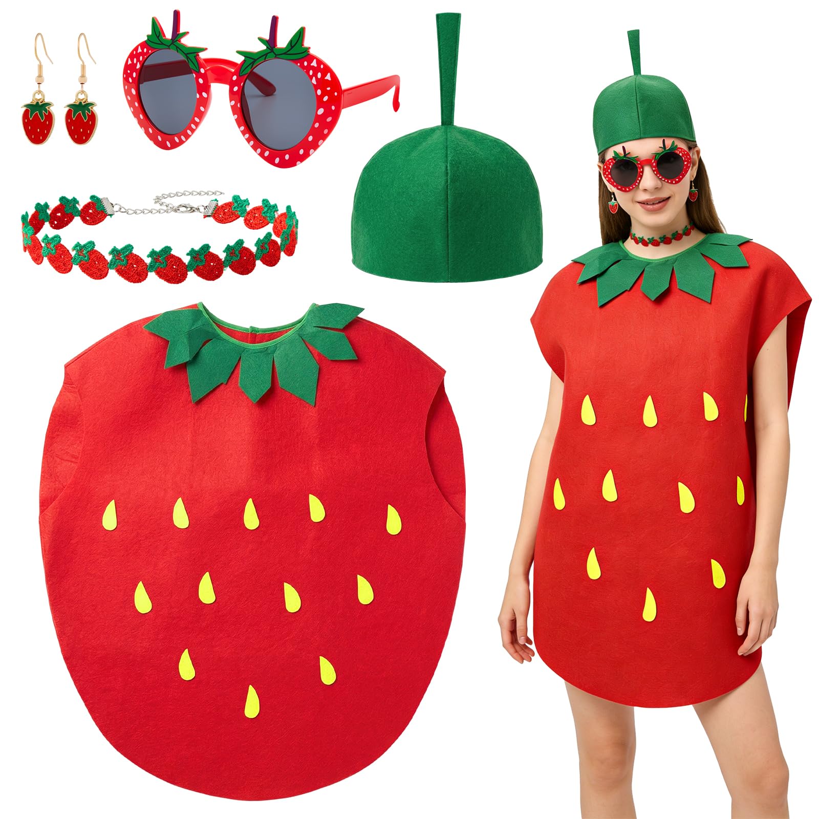 Strawberry Costume for Adults - Funny Fruit Fancy Dress Outfit