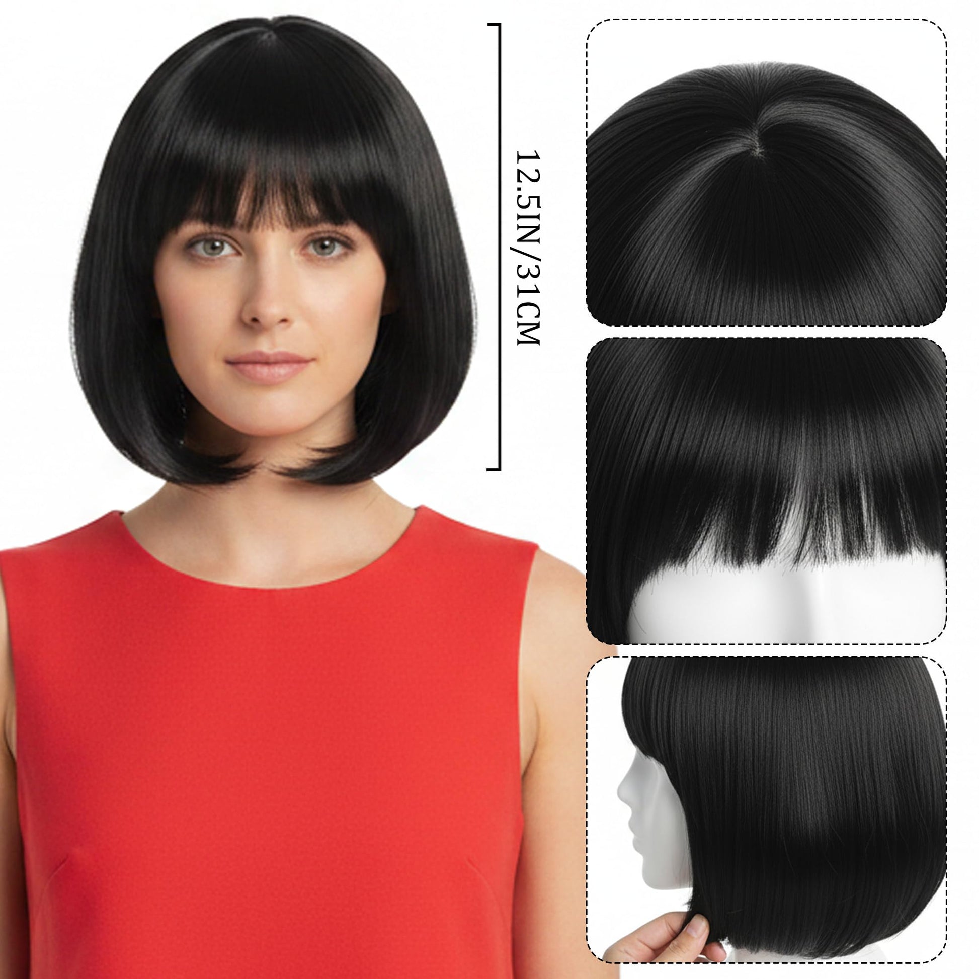 Welsh TV Character Costume - Black Bob Wig Fancy Dress Accessories (image 2)