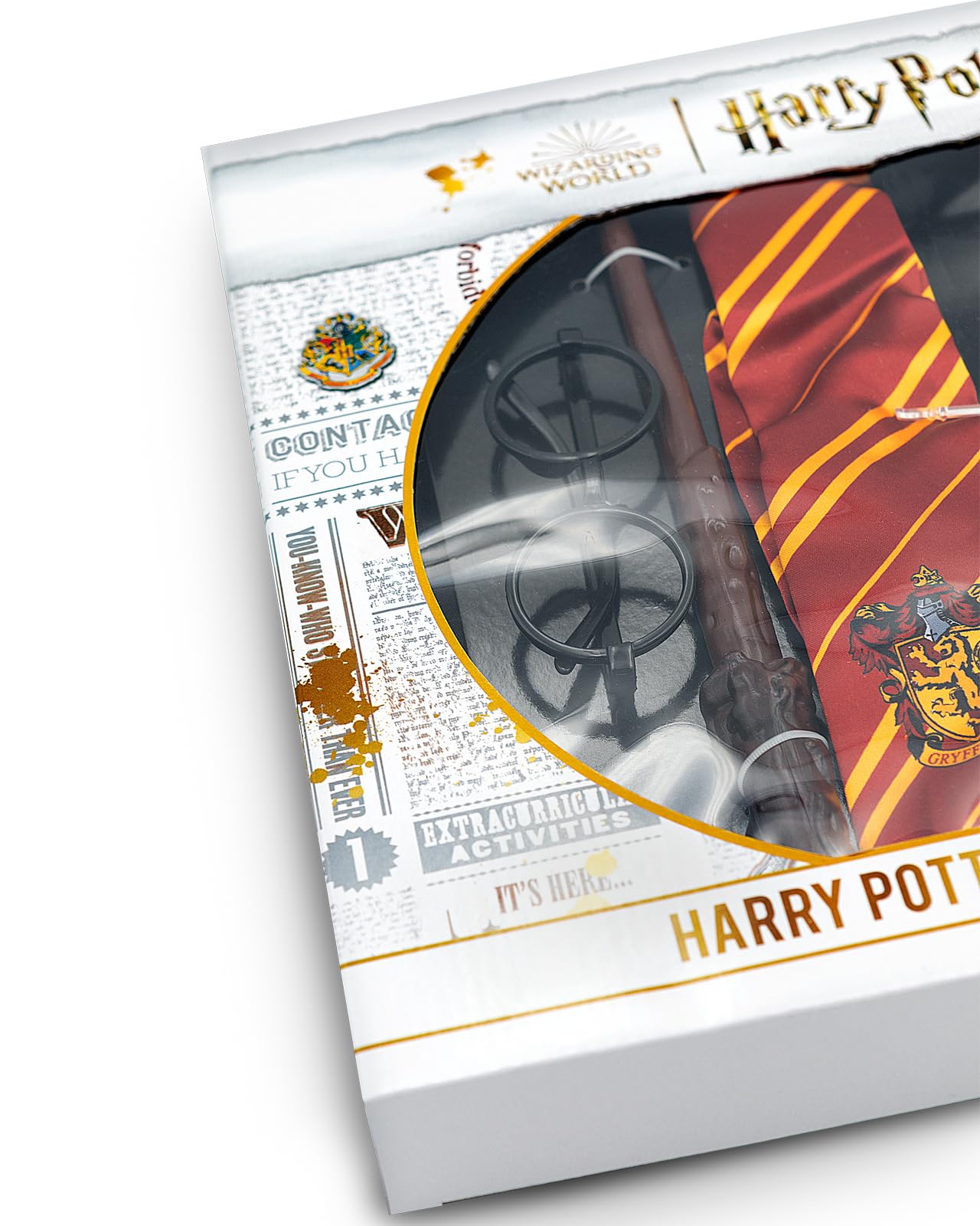 Funidelia Harry Potter Official Costume Kit for boys and girls, Include Gryffindor robe, tie, glasses, wand, gift box, Wizards - Outfit for kids for parties, Carnival, Halloween - Size 10-12 years