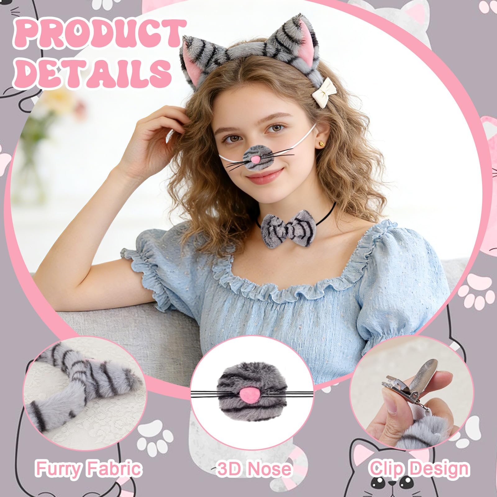 Cat Costume Accessories Set - Funny Animal Cosplay Set Includes (image 3)