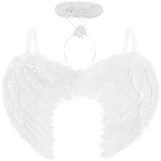 White Angel Wings and Halo Womens Halloween Costumes - Adult Angel