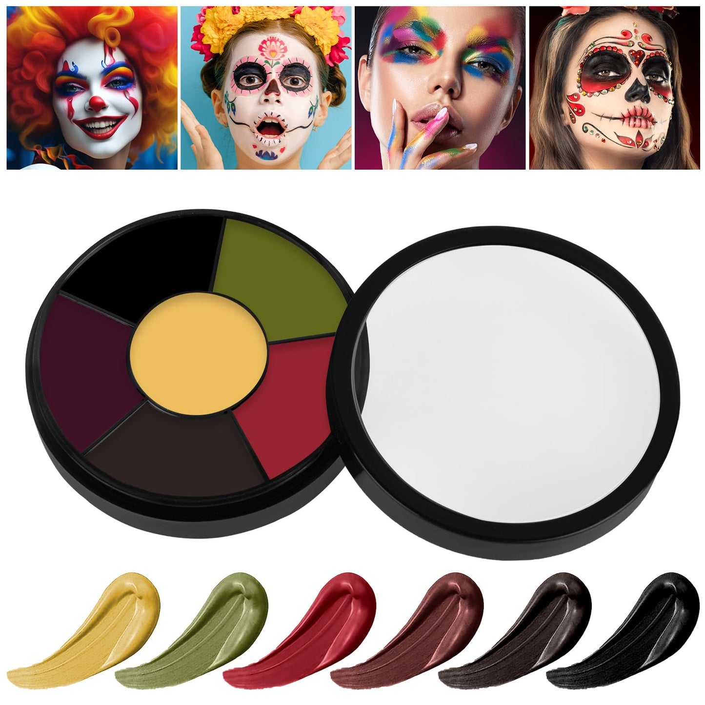 AOOWU Face Body Paint, 6 Color Bruise Wheel Special Effects SFX Zombie Makeup Kit, Professional Non Toxic Face Body Paint, Face Paint for Halloween Clown Vampire Parties Football Fans Cosplay Makeup