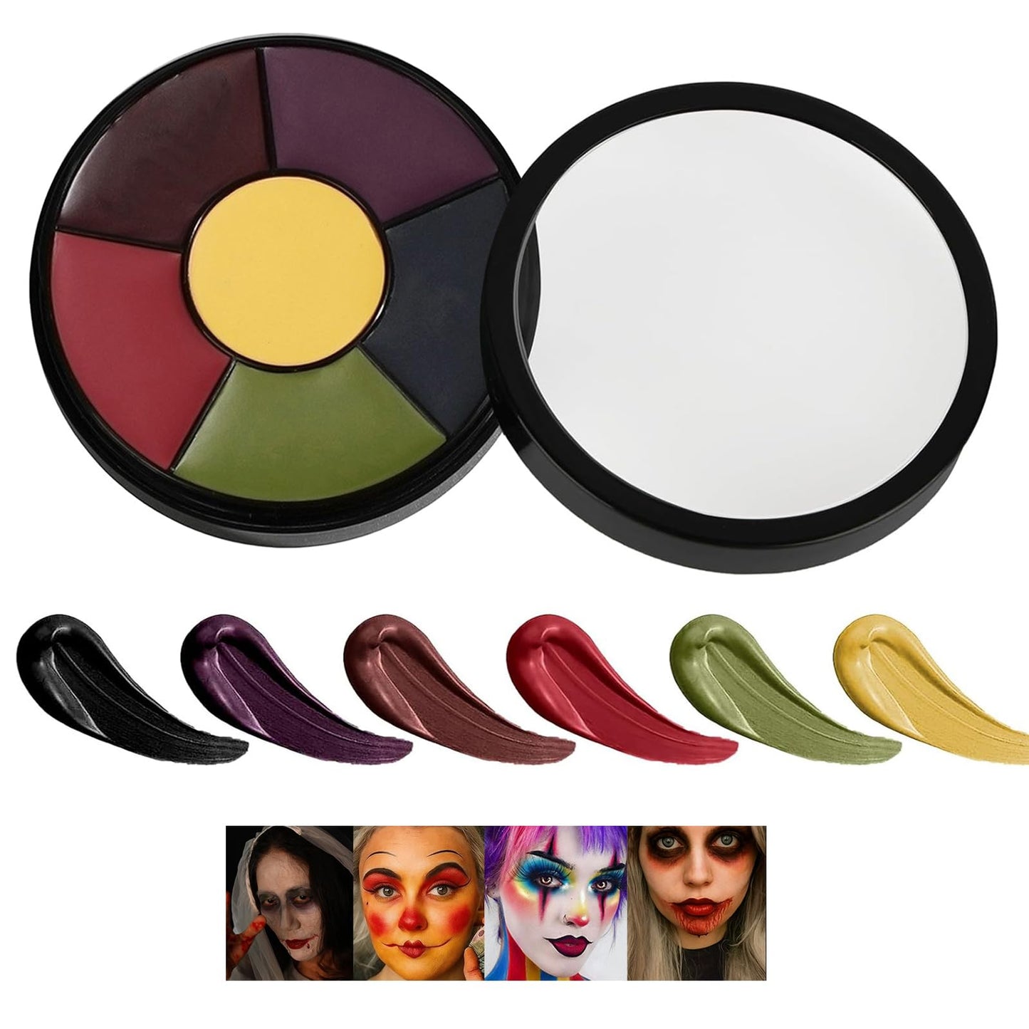6 Color Bruise Wheel SFX Makeup Kit - Oil-Based Zombie Makeup Palette for Halloween & Special Effects Face and Body Paint Professional Theatrical FX for Cosplay Use