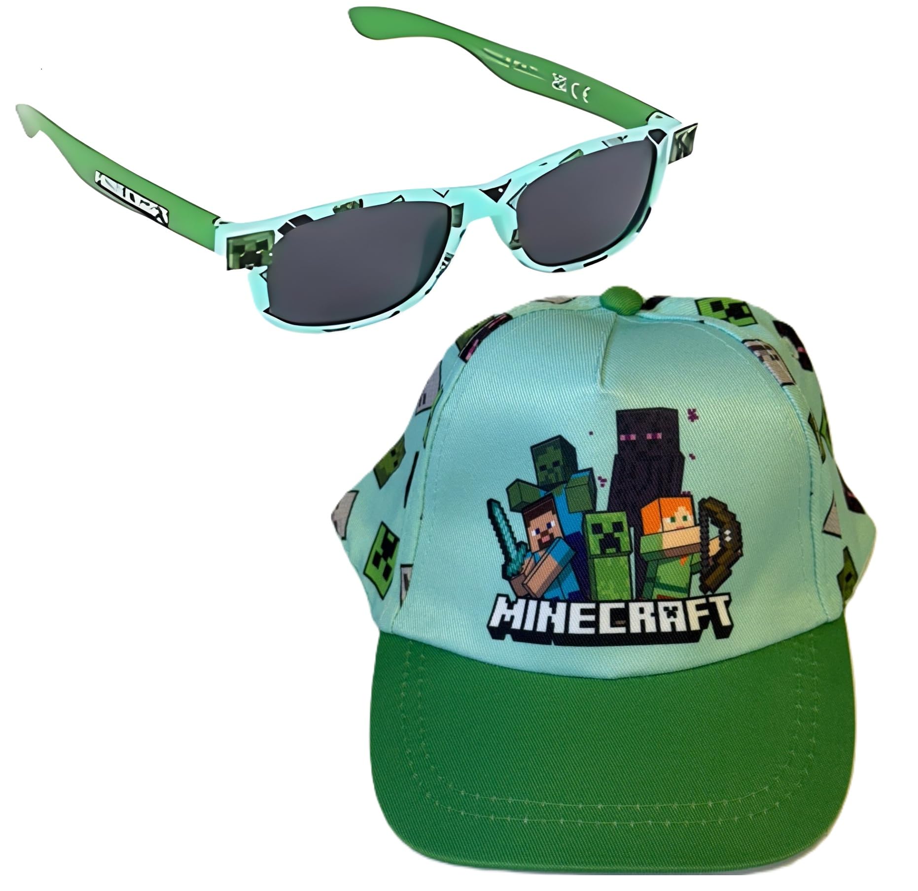 Minecraft Cap and Free Sunglasses Set - Light Blue and Green - Kids