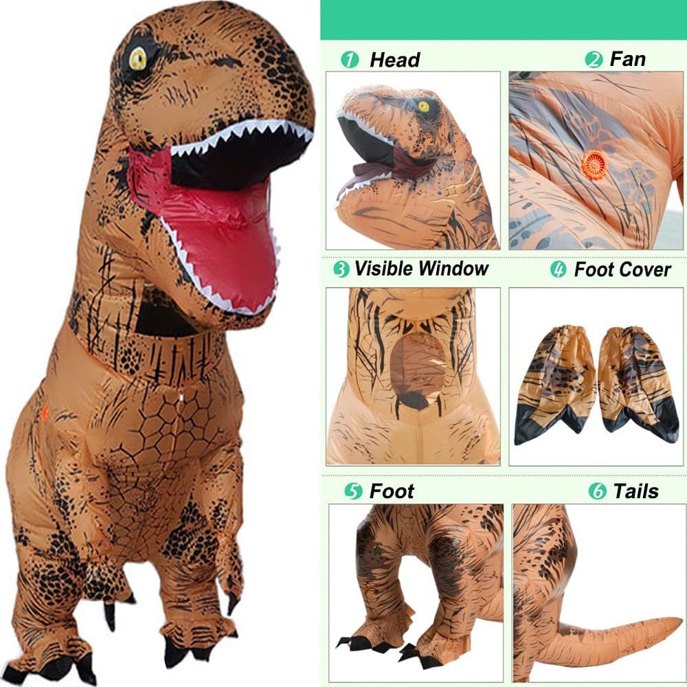 Indimization Inflatable Dinosaur Costume Adult Blow up T-rex Costumes Inflatable Dino Suit Halloween Costumes Party Fancy Dress for Adult