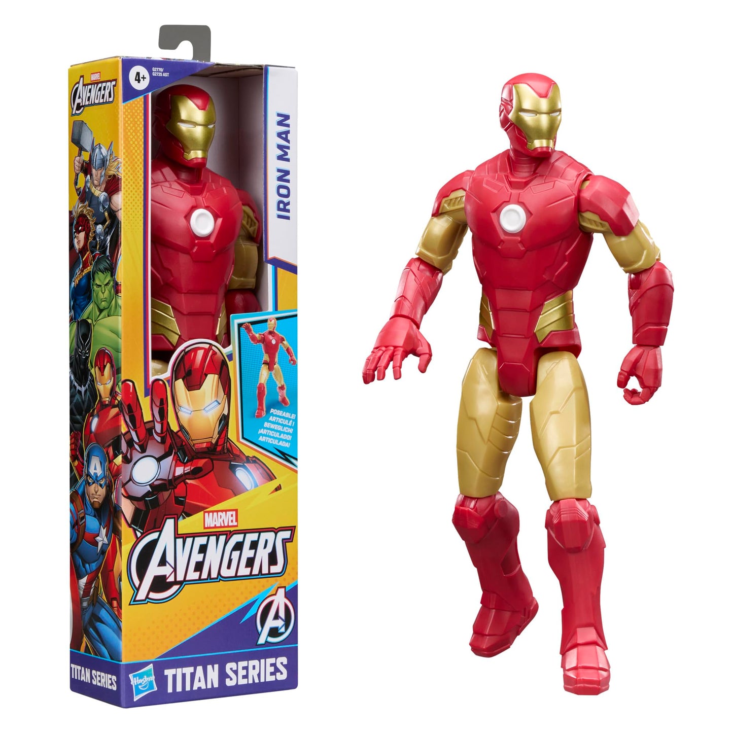 Marvel Avengers Titan Series Iron Man 29.2-cm (11.5 inch) Action Figure, Super Hero Figures & Toys for kids, Ages 4+, Red