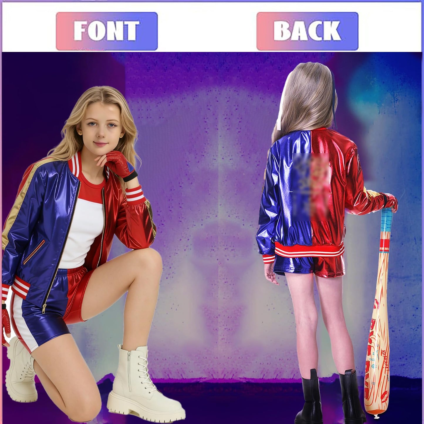 KAZGVN Harley Costume Women, Halloween Costumes, Womens Fancy Dress Costumes, This is a Complete Harley Set, Villain Costume Used for Cosplay Halloween For Use by Those Aged 15 and Above (110)