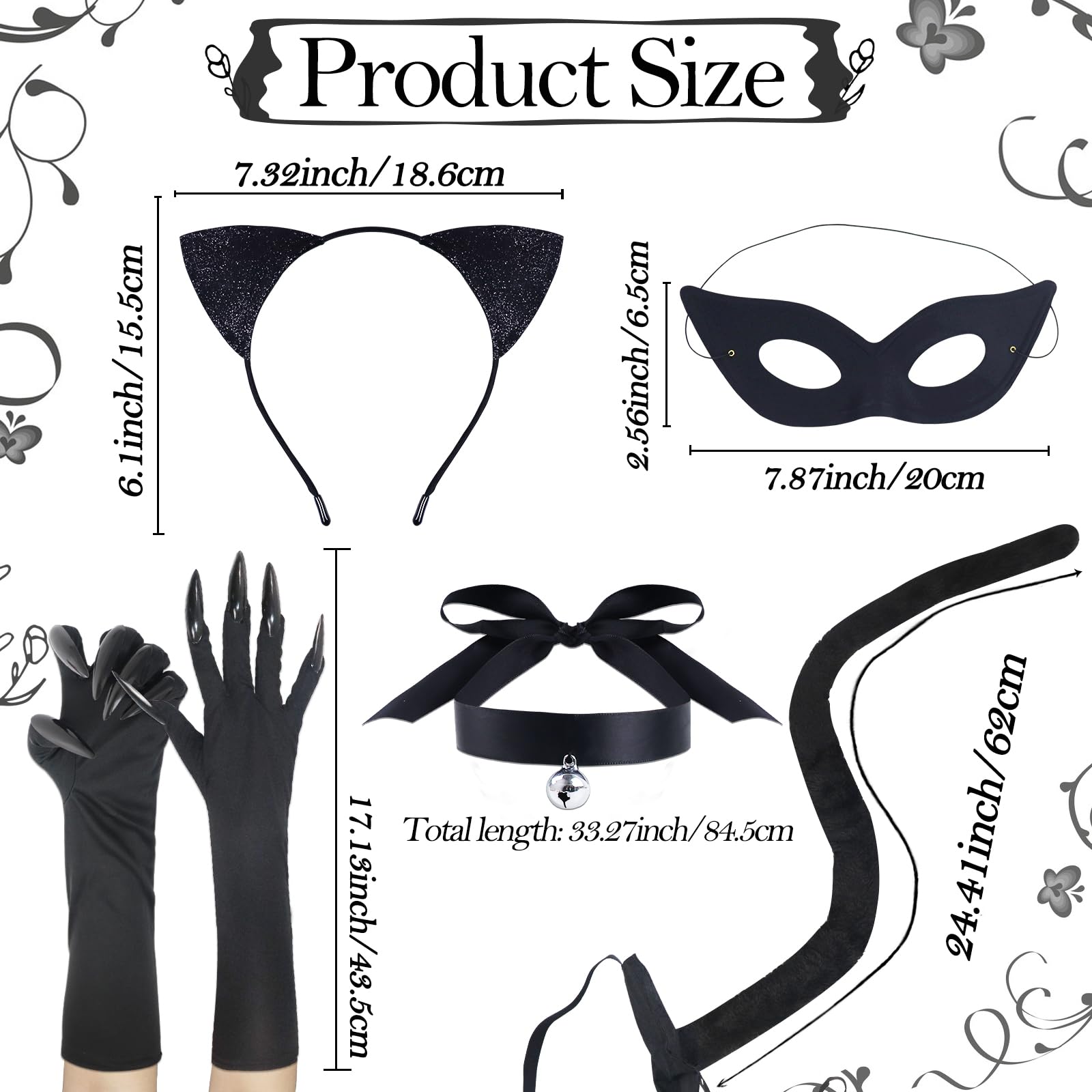 Catwoman Costume Accessories - Black Cat Cosplay Set with Cat Ear (image 5)