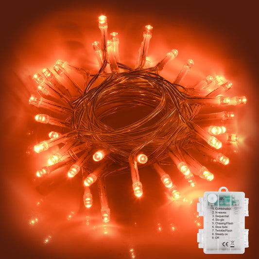 Halloween string lights with 50 LED bulbs, 5m copper wire, battery powered