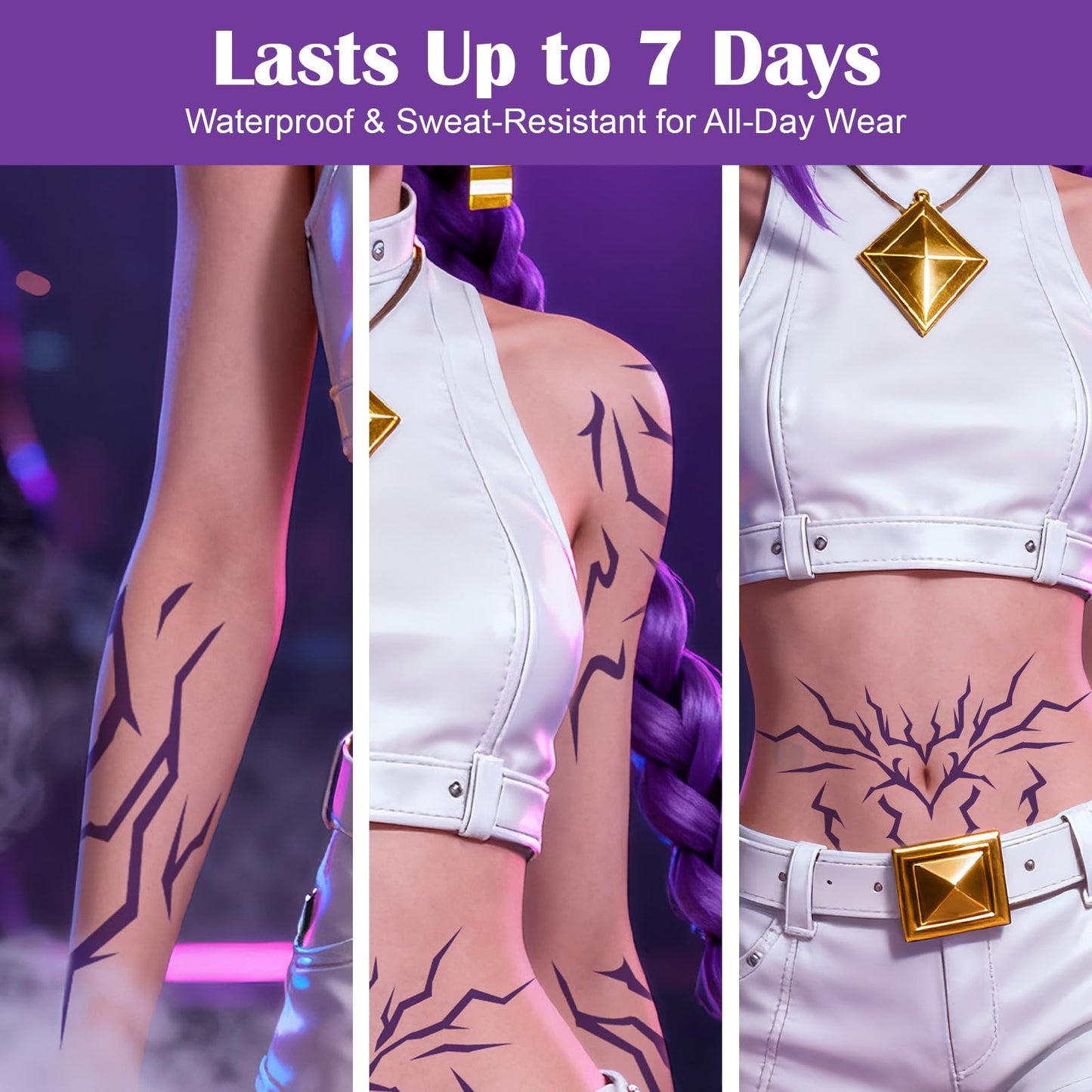 Demon Purple Temporary Tattoos - Temporary Tattoos for Kids - Fake