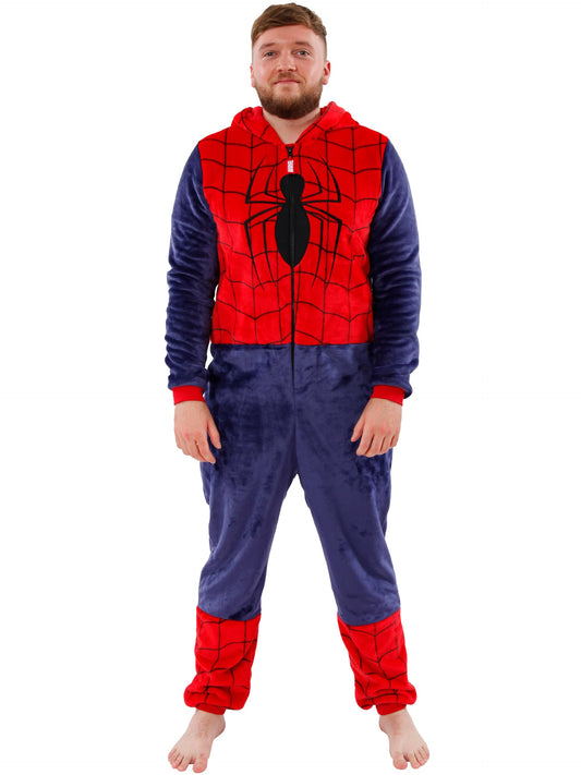 Spider-Man adult onesie costume, front view