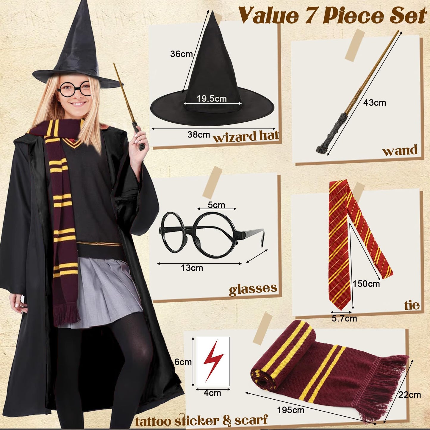 Wizard Costume Set for Adult - Wizard Fancy Dress Harry Cosplay (image 4)