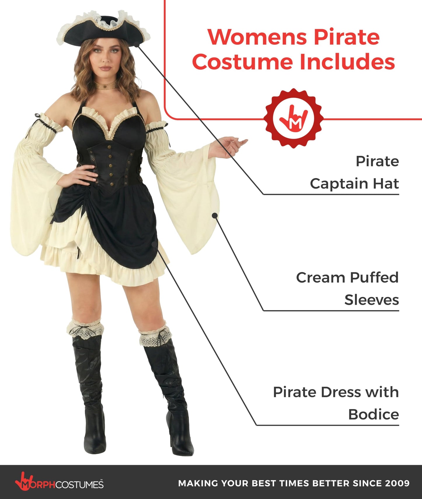 Pirate Costume Adult Women - Womens Pirates Costume - Pirate Dress (image 2)