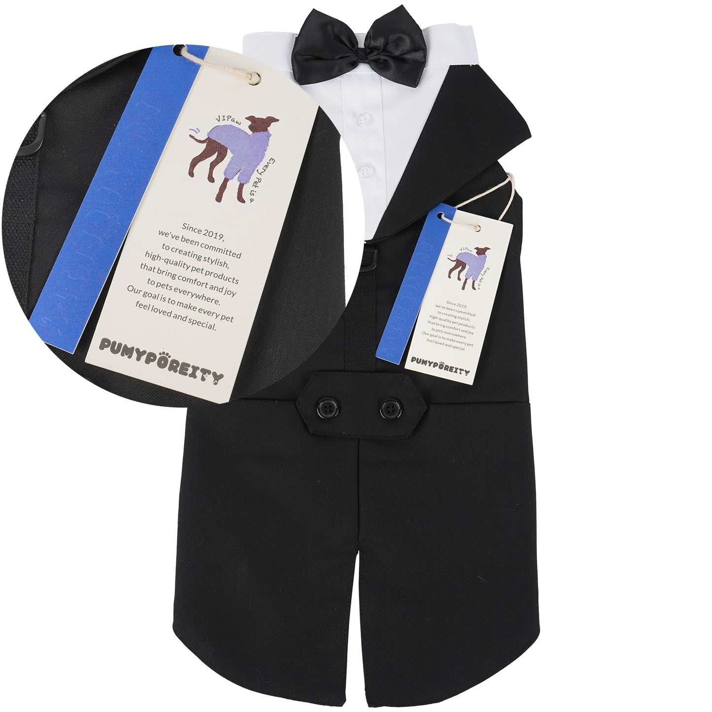 Black & White Dog Tuxedo Outfit - Wedding Suit with Bow for Dogs
