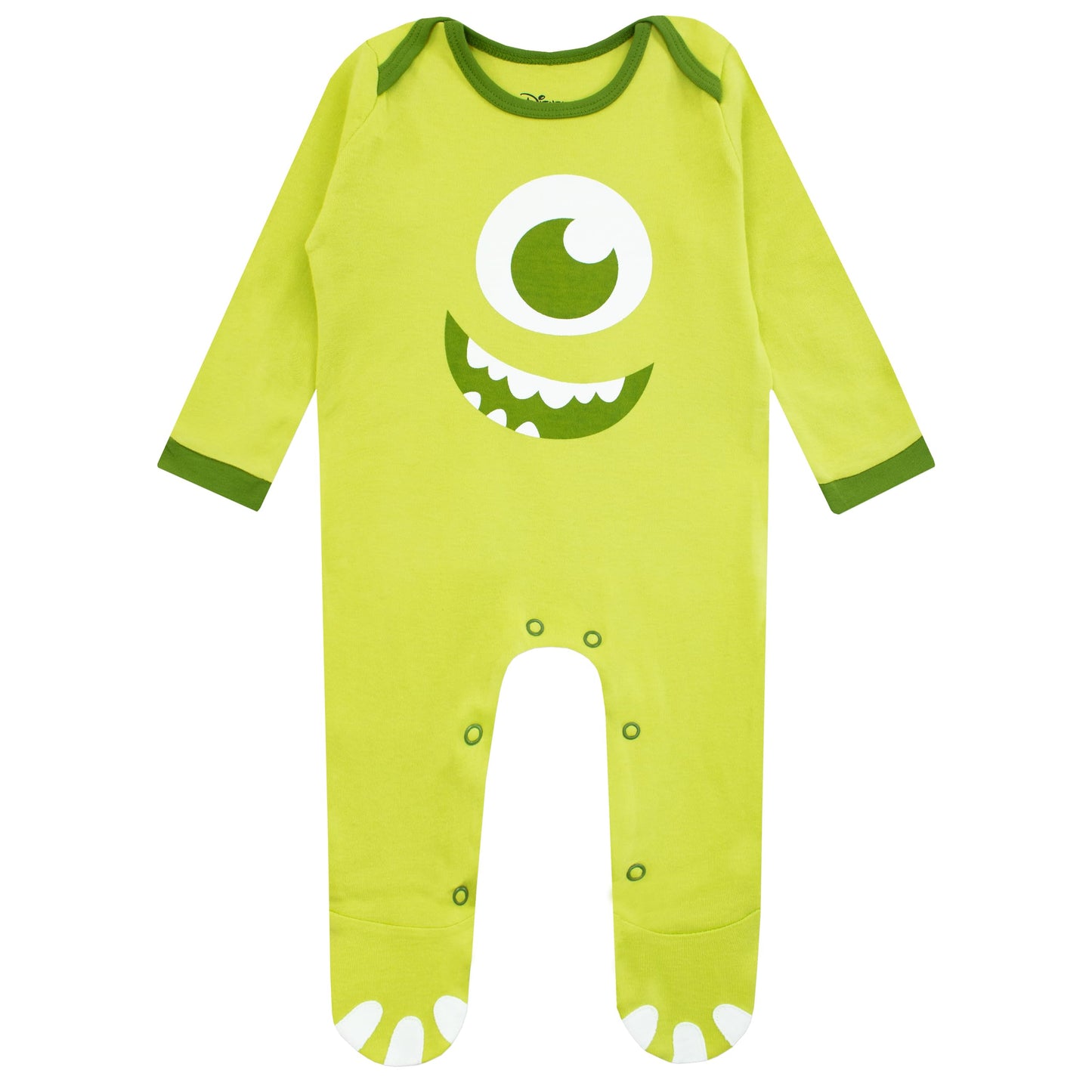 Disney Monsters Inc Baby Newborn Sleepsuit With Hat | Mike Wazowski Costume Monsters Inc Baby Grow Costume | Green 9-12 Months