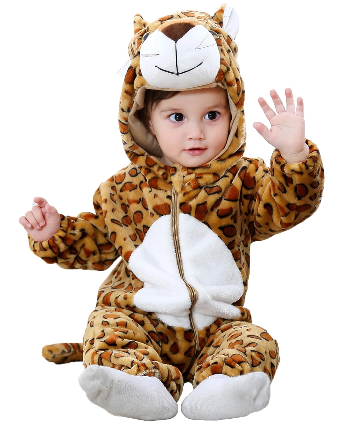 Hilmocho Baby Hooded Romper Unisex Animal Cartoon Onesies Jumpsuit Costume Soft Warm Flannel Playsuit Outfit for Boys Girls