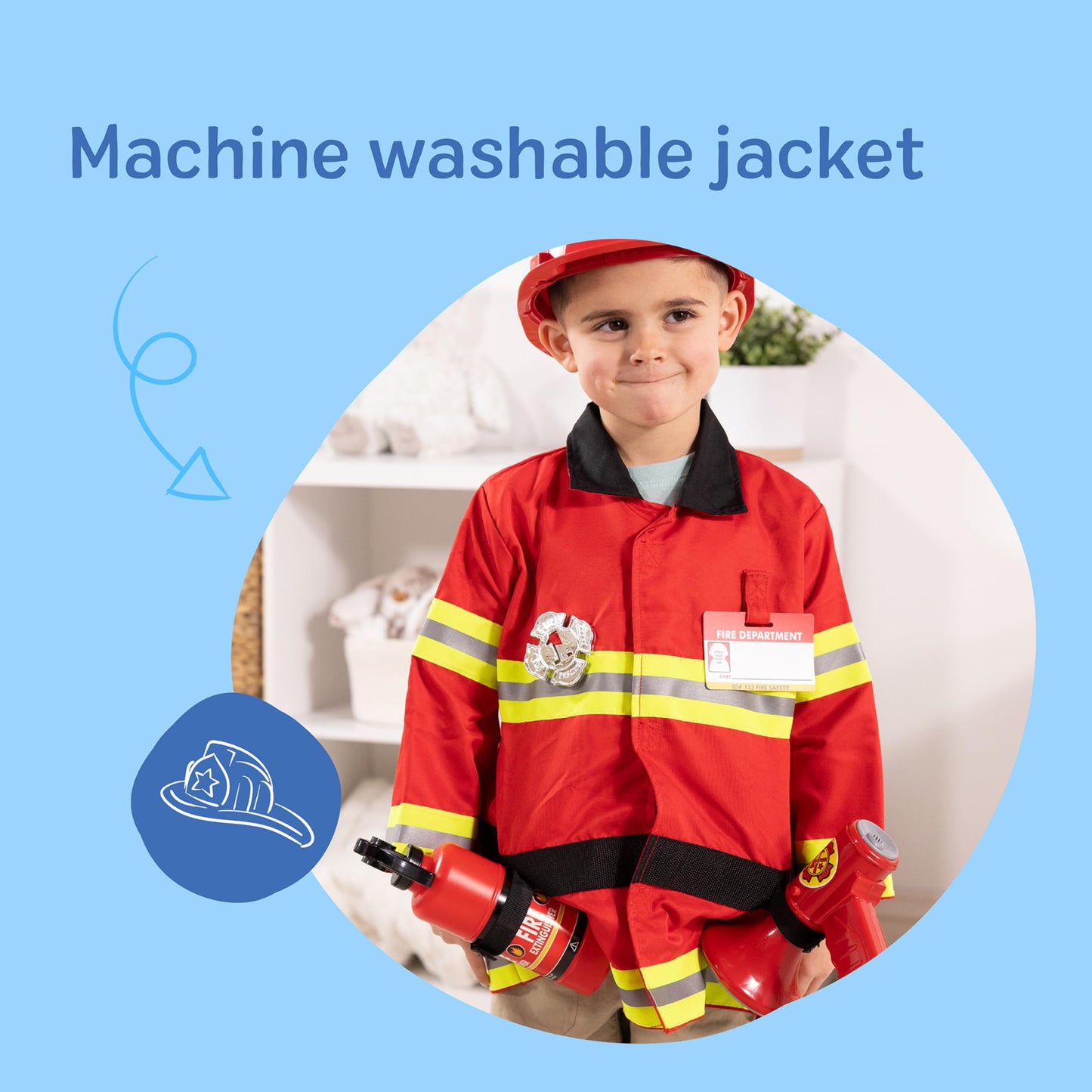 Melissa & Doug Fire Chief Role Play Set | Pretend Play | Kids Costume | 3+ | Gift for Boy or Girl