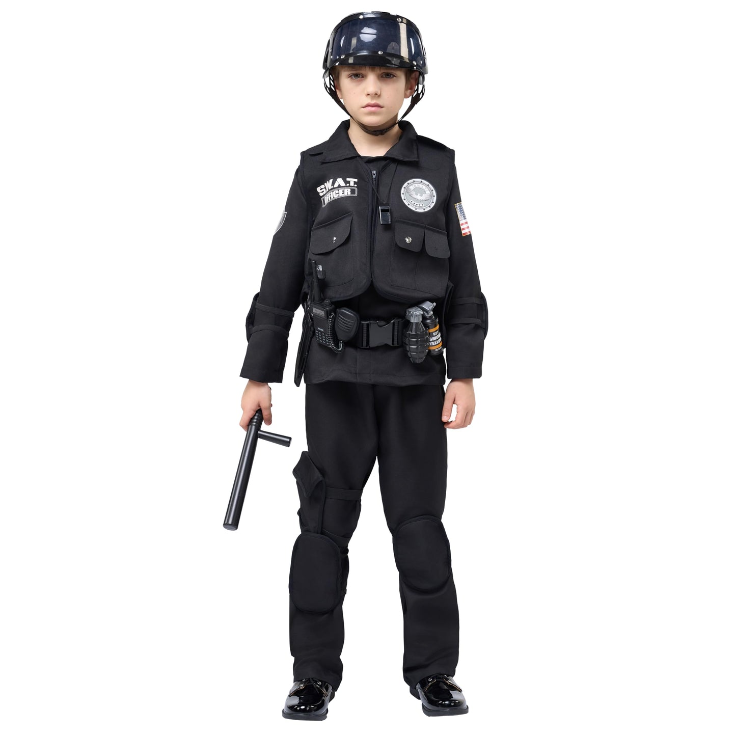 Spooktacular Creations SWAT Officer Costume for Kids Halloween Party, Trick-or-Treat Costume, Themed Parties-Medium(8-10 yrs)