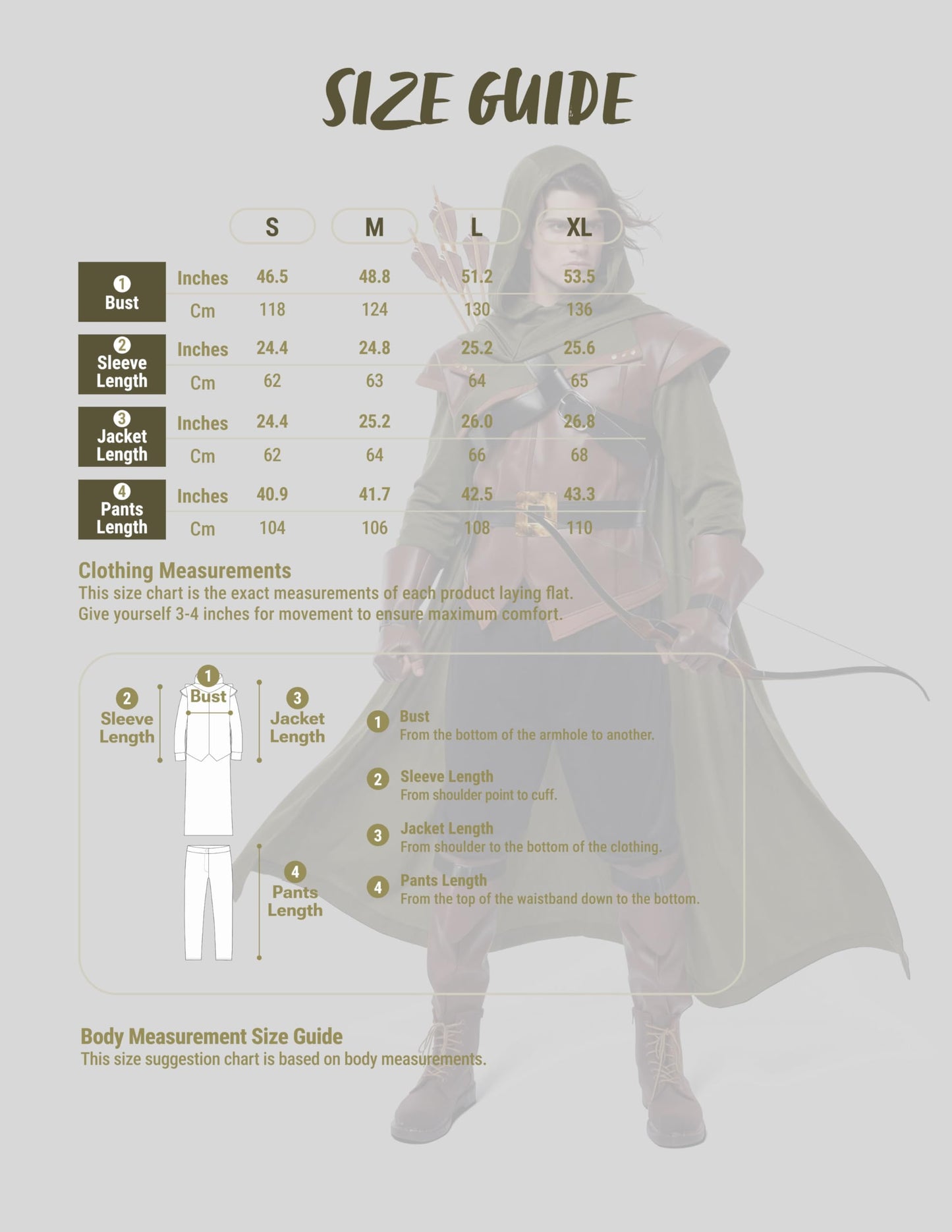 Renaissance Robin Hood Deluxe Men Costume Set Made of Leather