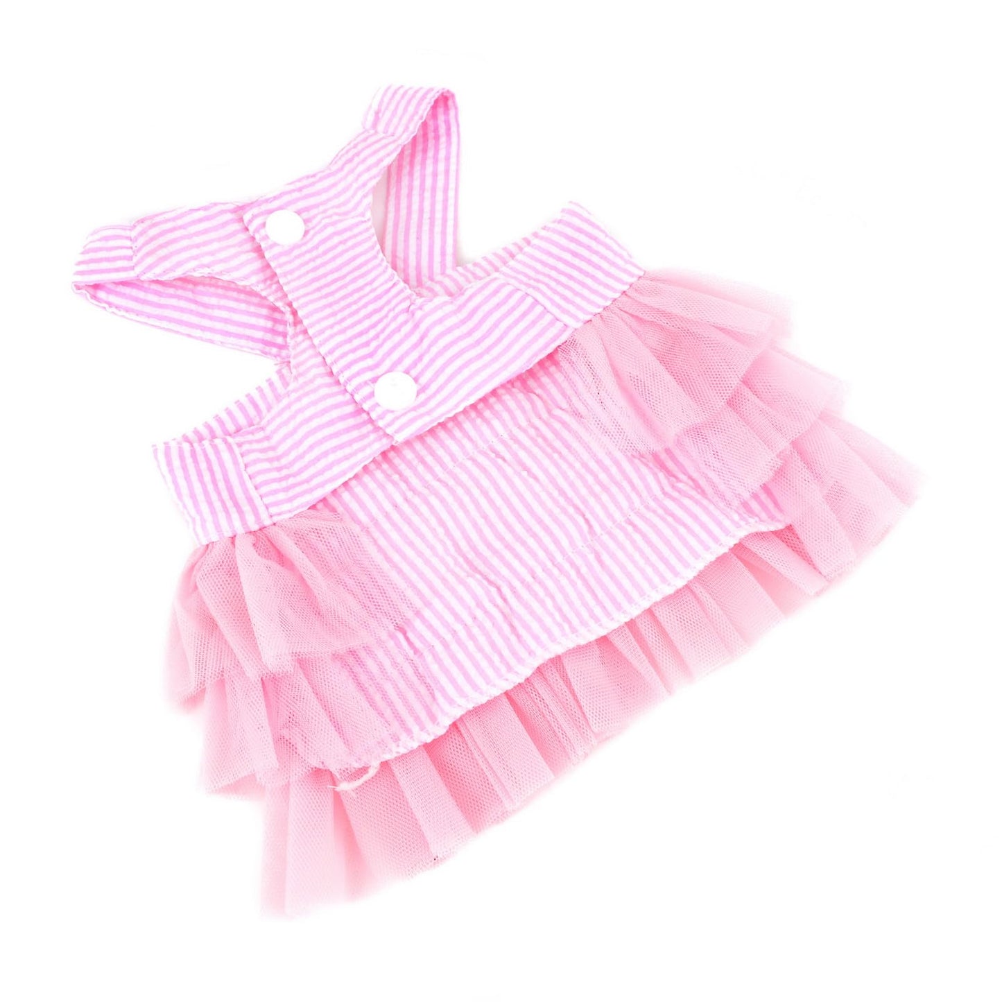 Dog Dress Striped Denim Organza Bow Beads Tutu Skirt Summer Soft