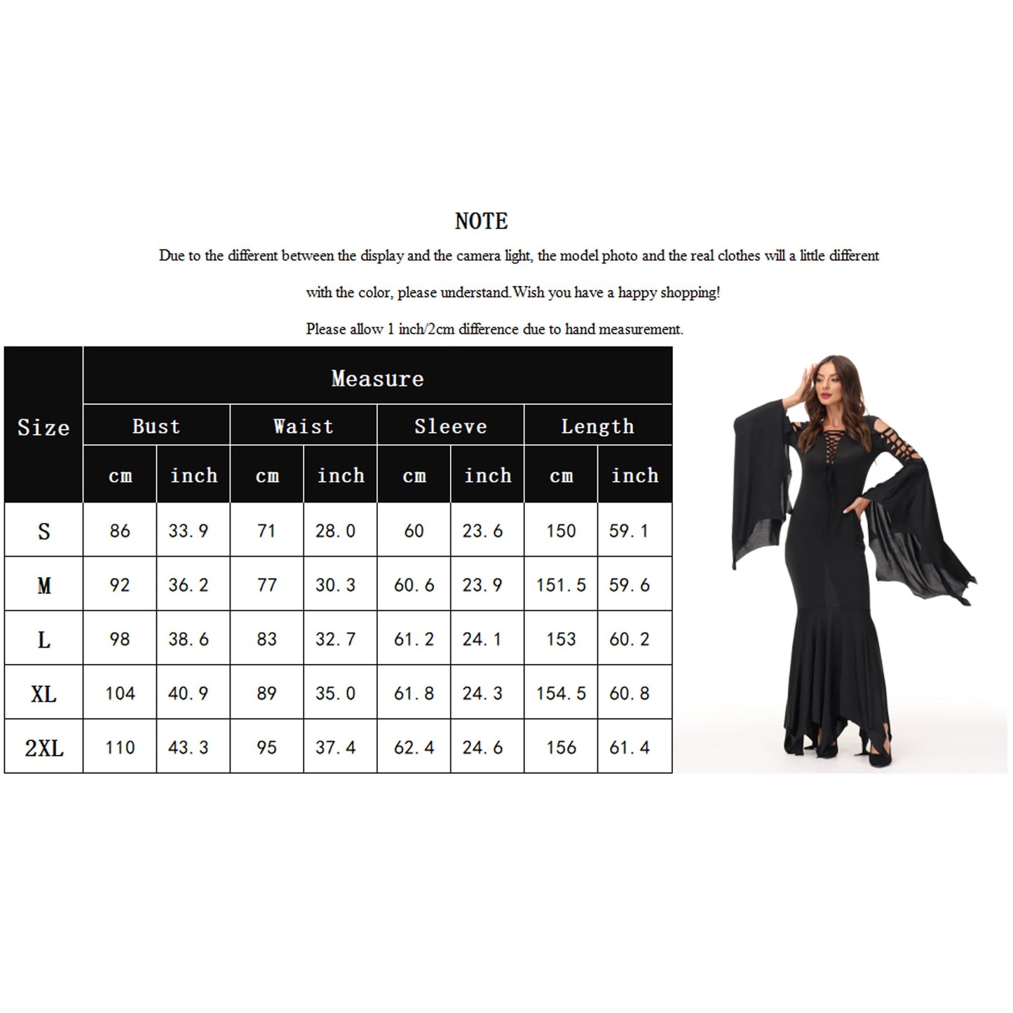 Women's Sexy Lace Up Halloween Carnival Party Dress Gothic Witch (image 5)