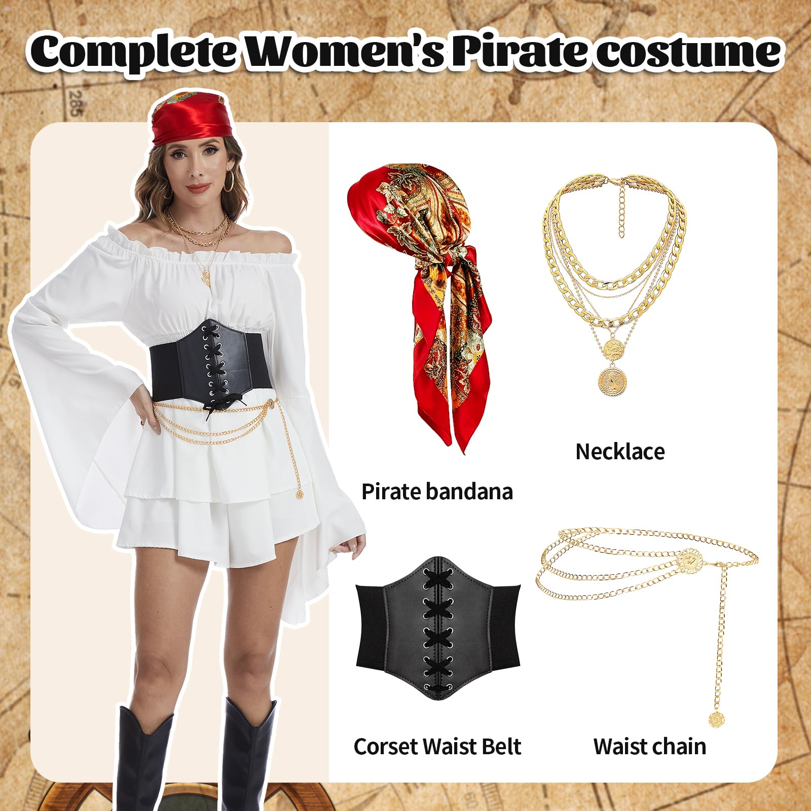 Pirate Costume Adult Women - Pirate Accessories Women Dress Outfit (image 4)